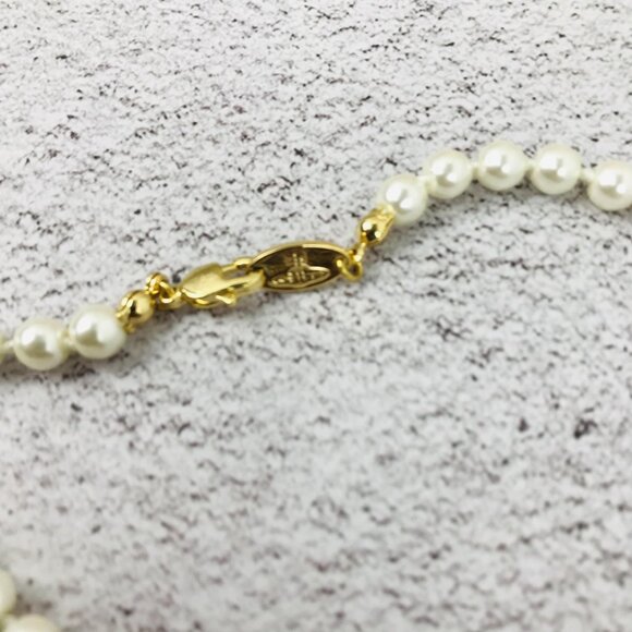 NWT Vivienne westwood gold Orb Pearl Choker Necklace - Picture 6 of 11
